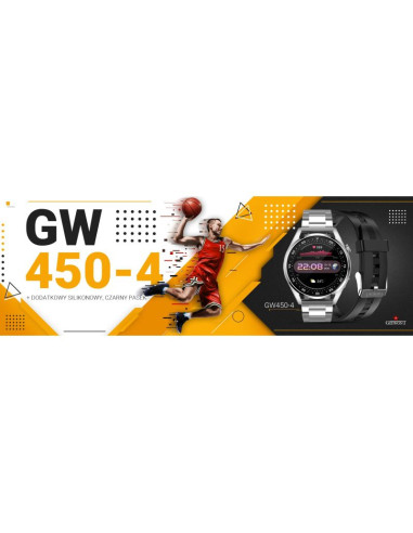 Smartwatch giewont vertex smartcall gw450-4 silver/carbon silikon