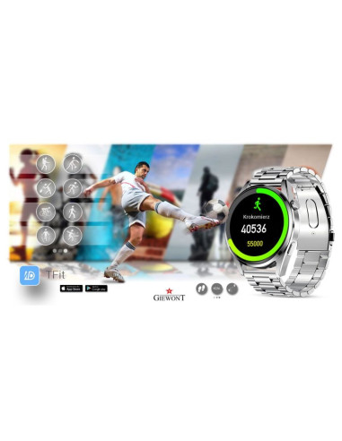 Smartwatch giewont vertex smartcall gw450-4 silver/carbon silikon