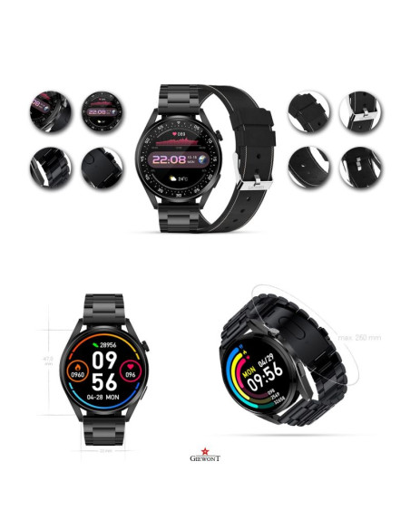 Smartwatch giewont vertex smartcall gw450-2 carbon/carbon leather