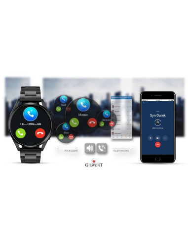 Smartwatch giewont vertex smartcall gw450-2 carbon/carbon leather