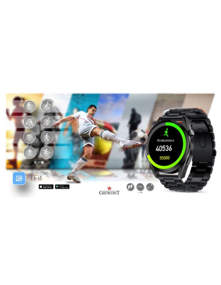 Smartwatch giewont vertex smartcall gw450-2 carbon/carbon leather