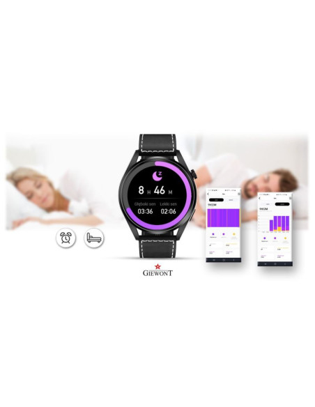 Smartwatch giewont vertex smartcall gw450-2 carbon/carbon leather