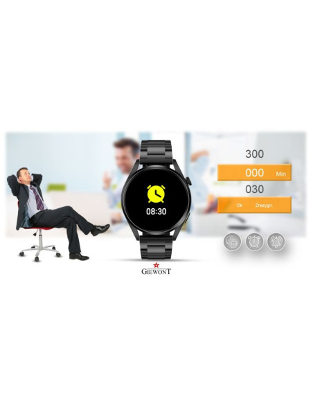 Smartwatch giewont vertex smartcall gw450-2 carbon/carbon leather