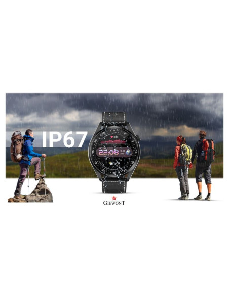 Smartwatch giewont vertex smartcall gw450-2 carbon/carbon leather