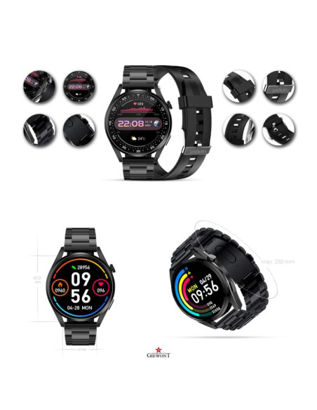 Smartwatch giewont vertex smartcall gw450-1 carbon/carbon silikon