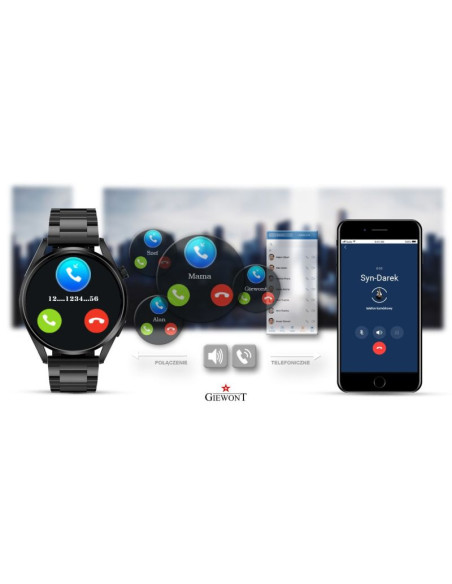 Smartwatch giewont vertex smartcall gw450-1 carbon/carbon silikon
