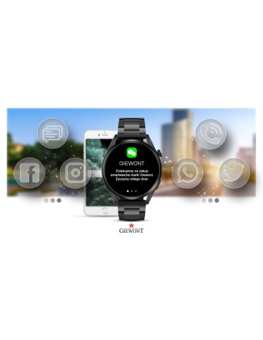 Smartwatch giewont vertex smartcall gw450-1 carbon/carbon silikon