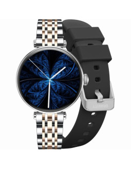 Smartwatch gravity srebrno różowe złoto czarny 2 paski gt26-5