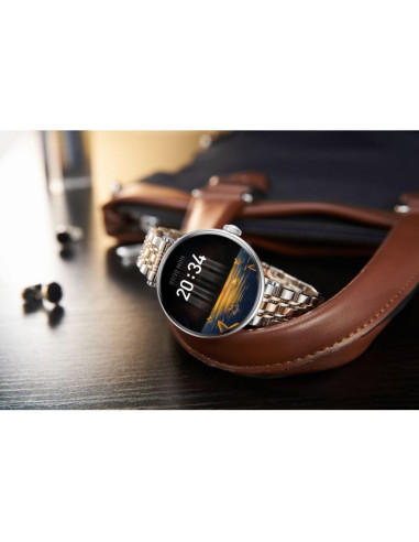 Smartwatch gravity srebrno różowe złoto czarny 2 paski gt26-5