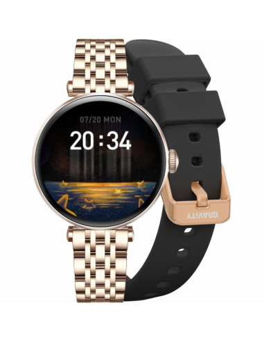 Smartwatch gravity różowe złoto czarny 2 paski gt26-6