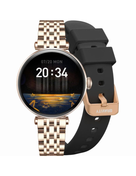 Smartwatch gravity różowe złoto czarny 2 paski gt26-6