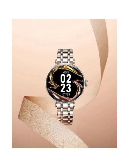 Smartwatch gravity różowe złoto czarny 2 paski gt26-6