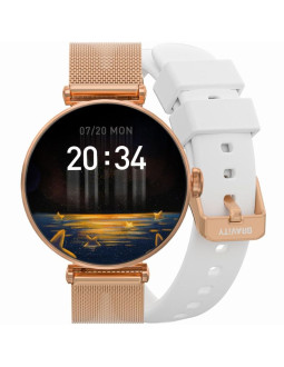 Smartwatch gravity różowe złoto biały 2 paski gt26-2