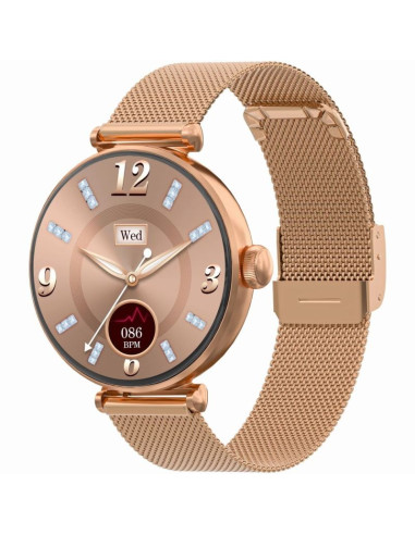 Smartwatch gravity różowe złoto biały 2 paski gt26-2