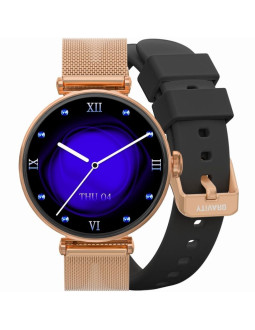 Smartwatch gravity różowe złoto czarny 2 paski gt26-3