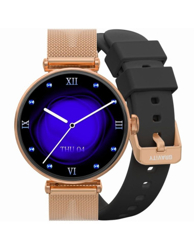 Smartwatch gravity różowe złoto czarny 2 paski gt26-3