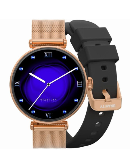 Smartwatch gravity różowe złoto czarny 2 paski gt26-3