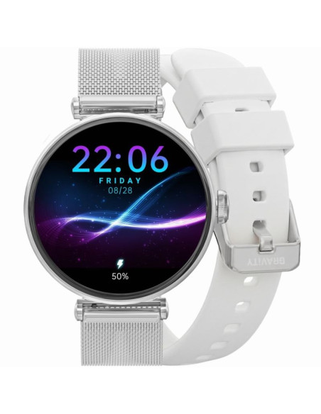 Smartwatch gravity srebrno biały 2 paski gt26-8