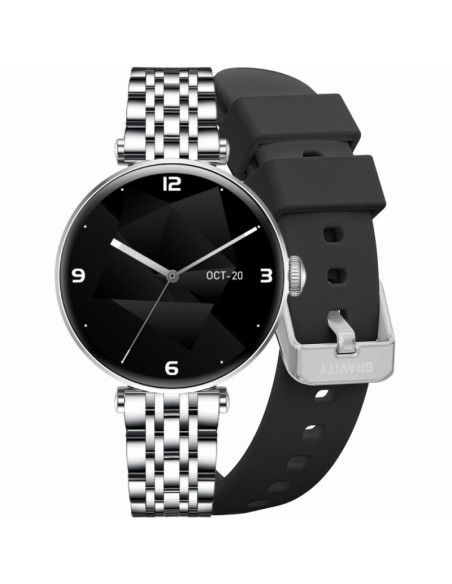 Smartwatch gravity srebrno czarny 2 paski gt26-9