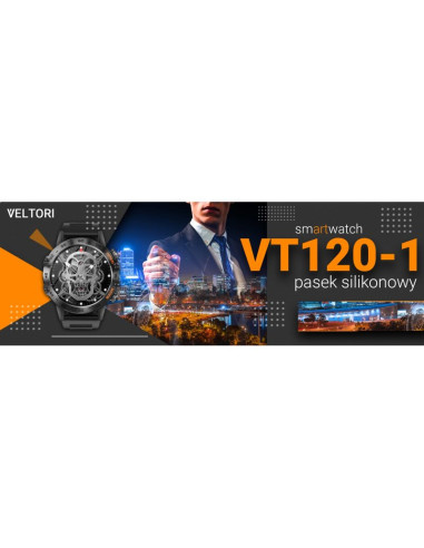 Smartwatch veltori vt120-1 czarny pasek silikonowy