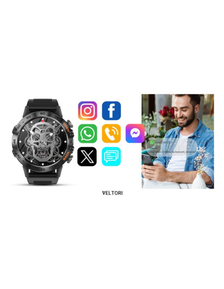 Smartwatch veltori vt120-1 czarny pasek silikonowy