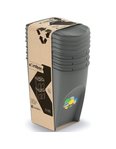 Śmietnik kosze na śmieci 35 l sortibox set4 szt. szary kamień