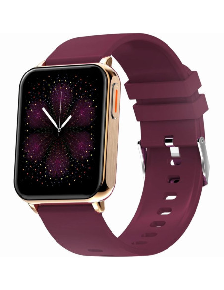 Smartwatch gravity różowe złoto bordowy 2 paski gt17-6