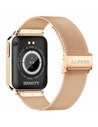 Smartwatch gravity różowe złoto bordowy 2 paski gt17-6