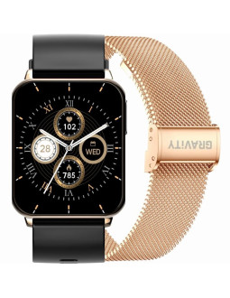 Smartwatch gravity różowe złoto czarny 2 paski gt17-5