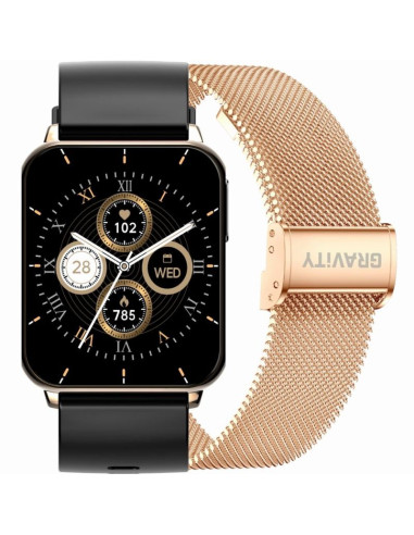 Smartwatch gravity różowe złoto czarny 2 paski gt17-5