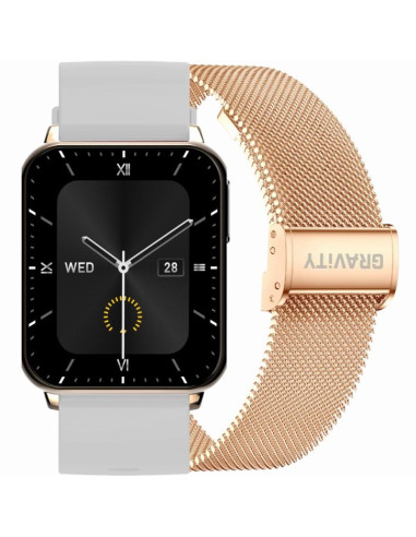 Smartwatch gravity różowe złoto szary 2 paski gt17-4
