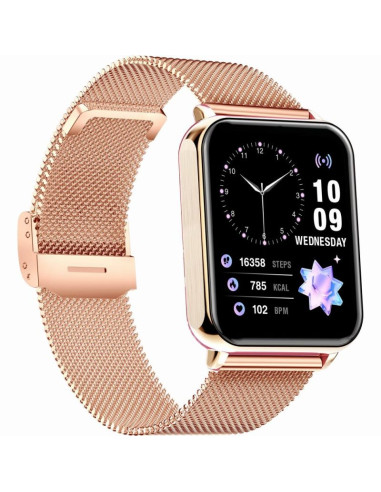 Smartwatch gravity różowe złoto szary 2 paski gt17-4