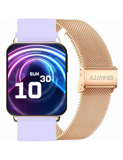 Smartwatch gravity różowe złoto fioletowy 2 paski gt17-3