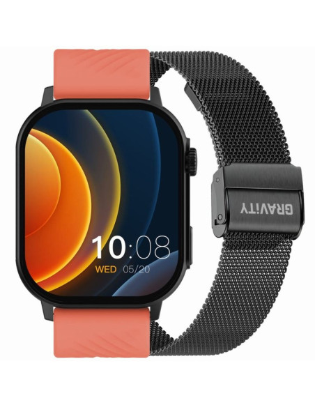 Smartwatch gravity gt15-3 czerwony pasek silikonowy + czarna bransoleta
