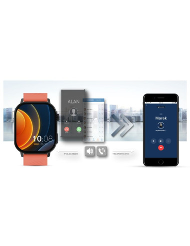 Smartwatch gravity gt15-3 czerwony pasek silikonowy + czarna bransoleta