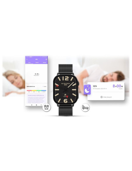 Smartwatch gravity gt15-3 czerwony pasek silikonowy + czarna bransoleta