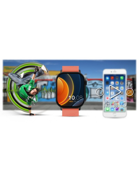 Smartwatch gravity gt15-3 czerwony pasek silikonowy + czarna bransoleta