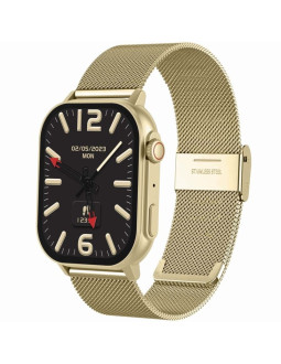 Smartwatch gravity gt15-7 różowy pasek silikonowy + złota bransoleta 2