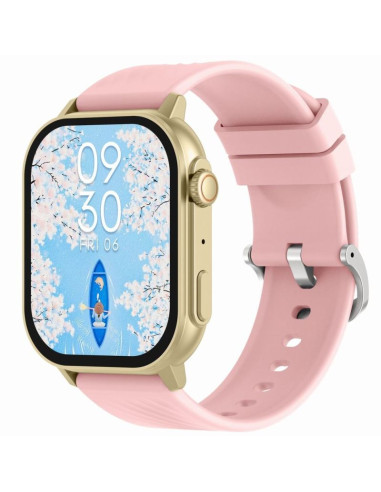 Smartwatch gravity gt15-7 różowy pasek silikonowy + złota bransoleta