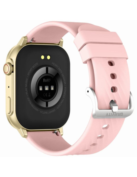 Smartwatch gravity gt15-7 różowy pasek silikonowy + złota bransoleta
