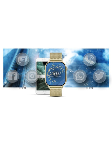 Smartwatch gravity gt15-7 różowy pasek silikonowy + złota bransoleta