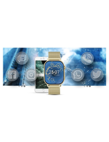 Smartwatch gravity gt15-7 różowy pasek silikonowy + złota bransoleta