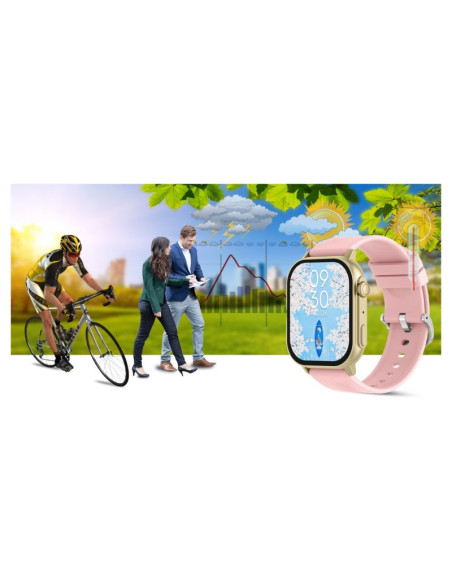 Smartwatch gravity gt15-7 różowy pasek silikonowy + złota bransoleta