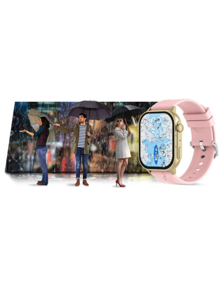Smartwatch gravity gt15-7 różowy pasek silikonowy + złota bransoleta