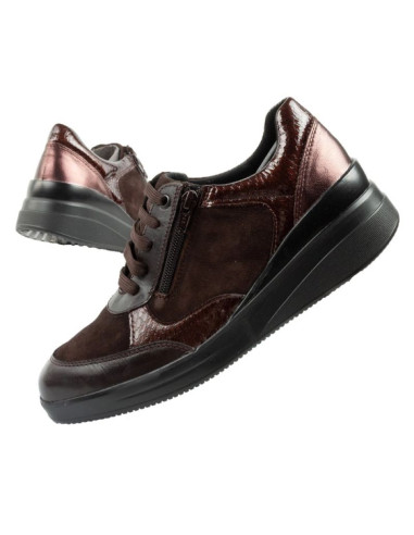 Scholl emma laces uty damskie sportowe skórzane brązowe platforma