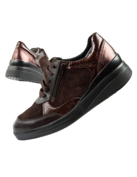 Scholl emma laces uty damskie sportowe skórzane brązowe platforma