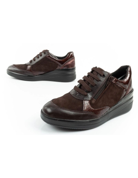 Scholl emma laces uty damskie sportowe skórzane brązowe platforma