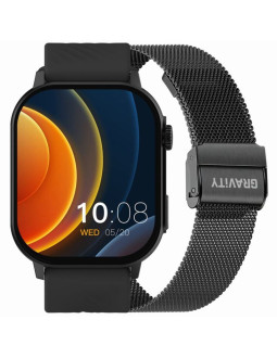Smartwatch gravity gt15-1 czarny pasek silikonowy + czarna bransoleta