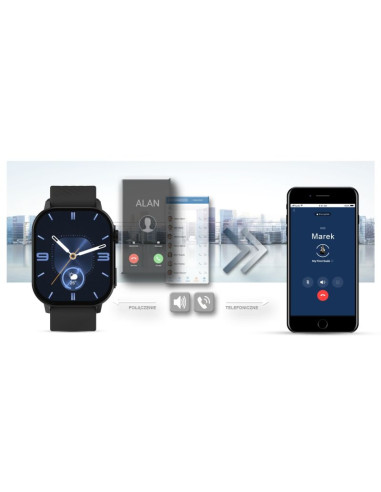 Smartwatch gravity gt15-1 czarny pasek silikonowy + czarna bransoleta