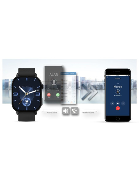 Smartwatch gravity gt15-1 czarny pasek silikonowy + czarna bransoleta